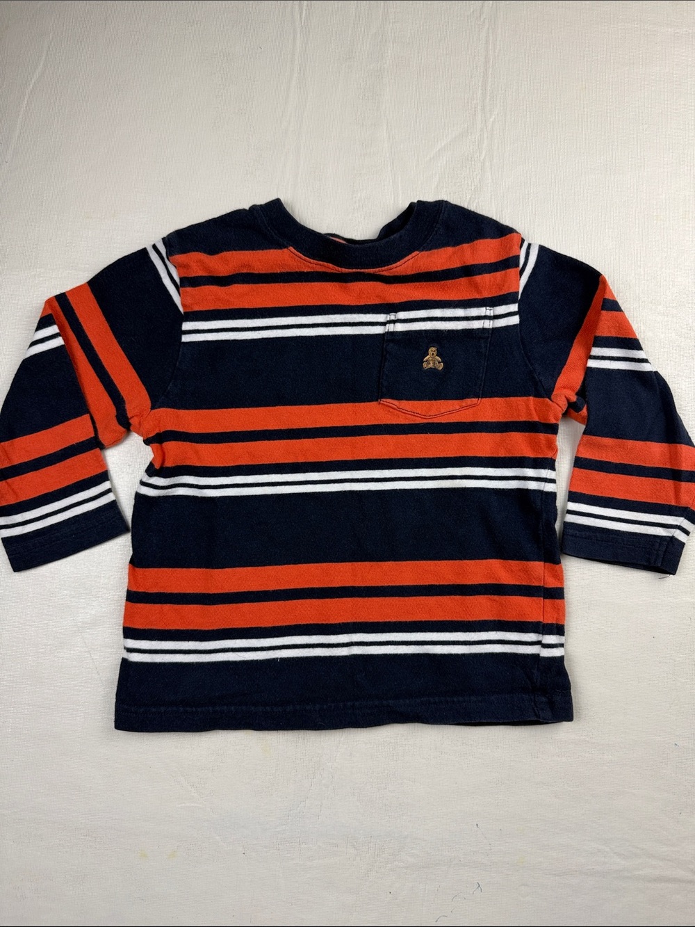 Baby GAP Boys Navy Orange White Striped Long-Sleeve Tee with Pocket Size 3T